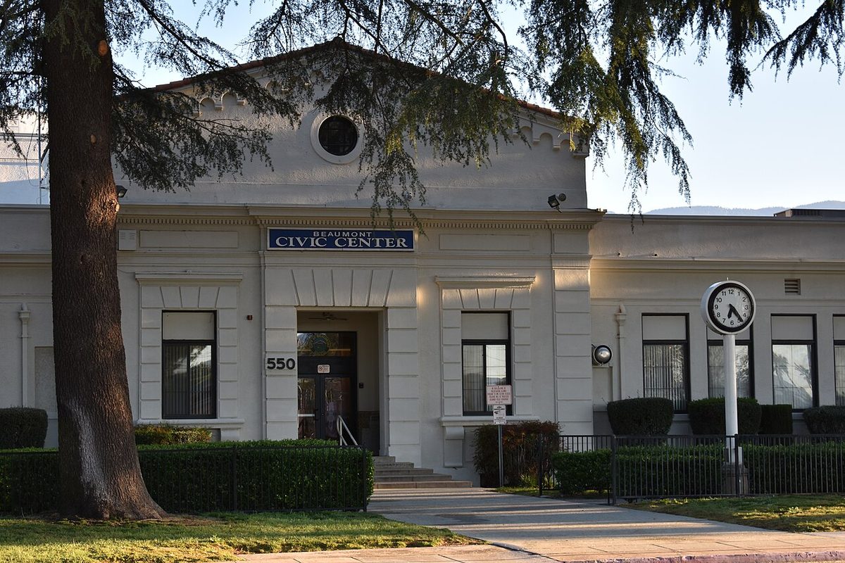 Entrance of the Beaumont Civic Center in Beaumont, California