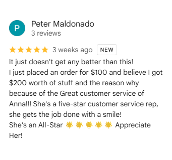 Customer review from Peter M.